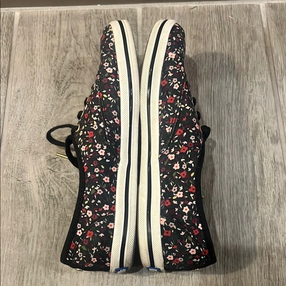 Kate Spade Keds Collaboration Floral Sneakers - Black and multicolor.    Size 7